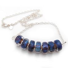 Blue Purple lampwork glass bead and sterling silver necklace