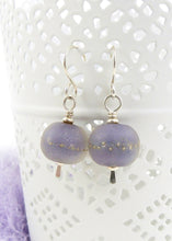 Lavender glass bead and sterling silver drop earrings