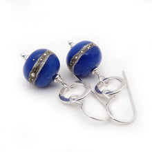 Bright Blue lampwork glass and silver drop beads
