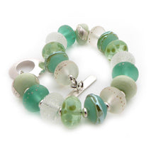 Mint and Lime Green Lampwork Glass Bead and Silver Bracelet ~ Citrus Mint ~