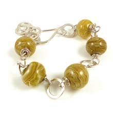 Mustard Yellow Lampwork Bead and silver bracelet